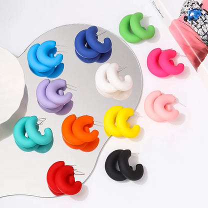 1 Pair Simple Style Solid Color Spray Paint Arylic Ear Studs