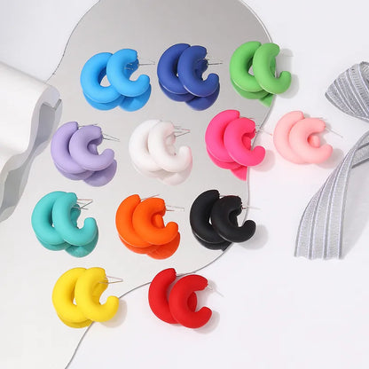 1 Pair Simple Style Solid Color Spray Paint Arylic Ear Studs