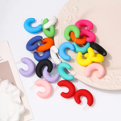 1 Pair Simple Style Solid Color Spray Paint Arylic Ear Studs