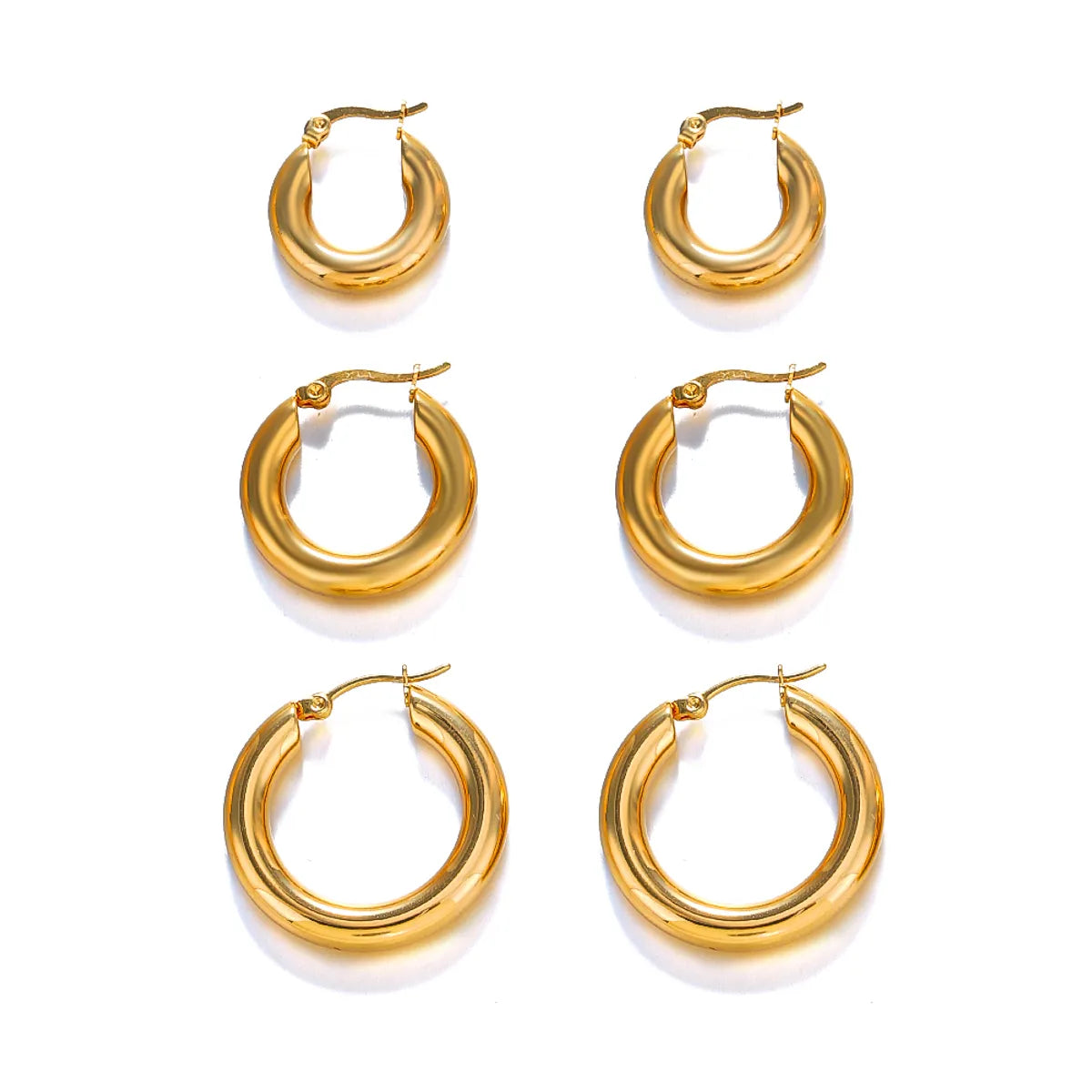 1 Pair Simple Style Solid Color Stainless Steel 18k Gold Plated Earrings