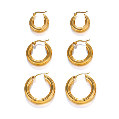 1 Pair Simple Style Solid Color Stainless Steel 18k Gold Plated Earrings