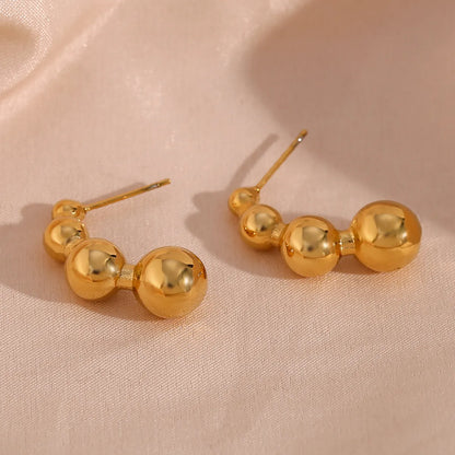 1 Pair Simple Style Solid Color Plating Stainless Steel 18k Gold Plated Ear Studs