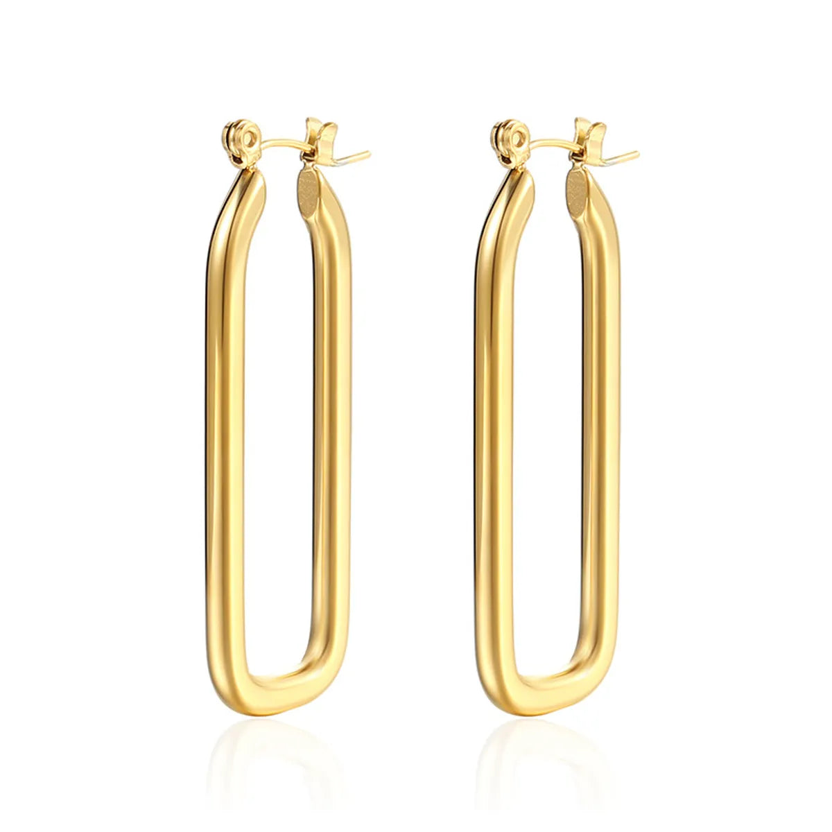 1 Pair Simple Style Solid Color Stainless Steel Plating 18k Gold Plated Earrings