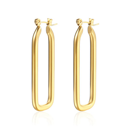 1 Pair Simple Style Solid Color Stainless Steel Plating 18k Gold Plated Earrings