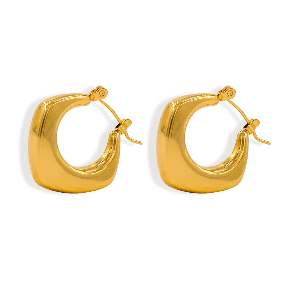 1 Pair Simple Style Solid Color Plating 304 Stainless Steel 18K Gold Plating In The Furnace Earrings