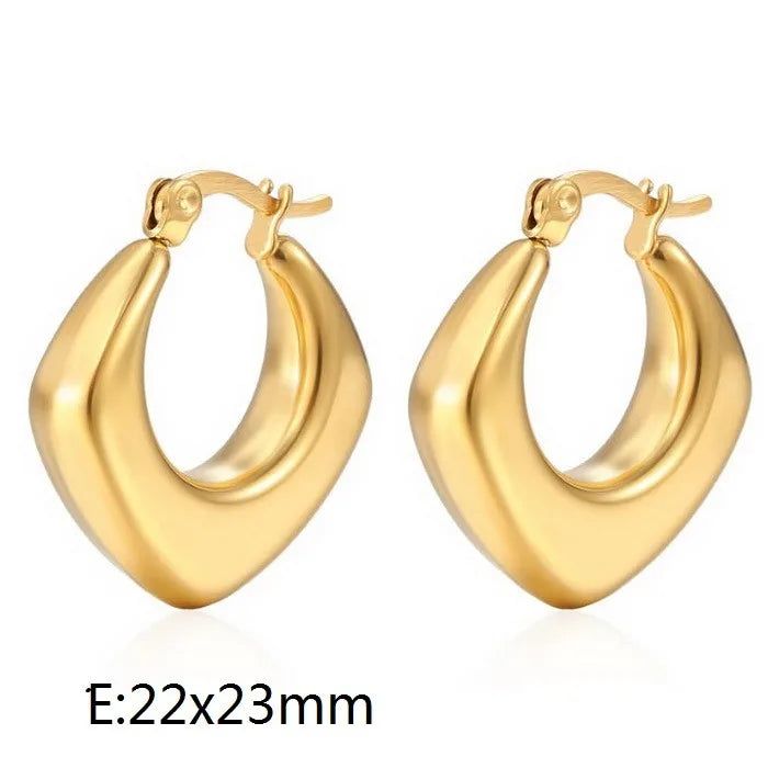 1 Pair Simple Style Solid Color Plating 304 Stainless Steel 18K Gold Plating In The Furnace Earrings