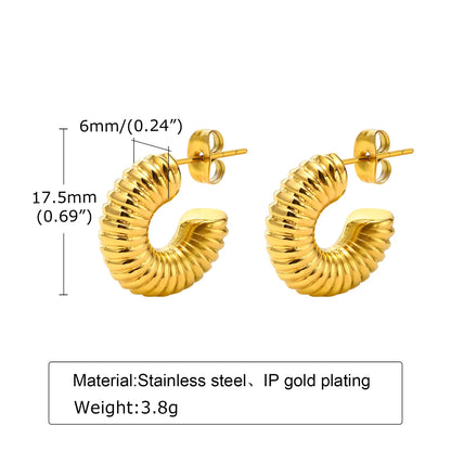 1 Pair Simple Style Solid Color Plating Stainless Steel 18k Gold Plated Earrings