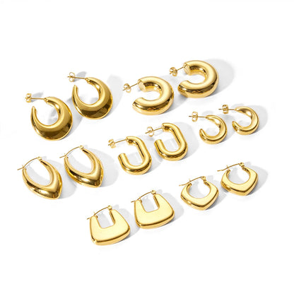 1 Pair Simple Style Solid Color Stainless Steel Plating Gold Plated Earrings