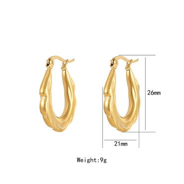 1 Pair Simple Style Solid Color Stainless Steel Titanium Steel Gold Plated Earrings