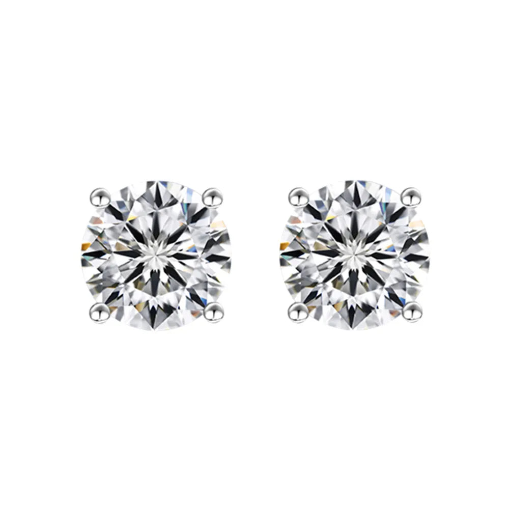 1 Pair Simple Style Solid Color Sterling Silver Inlay Zircon Ear Studs