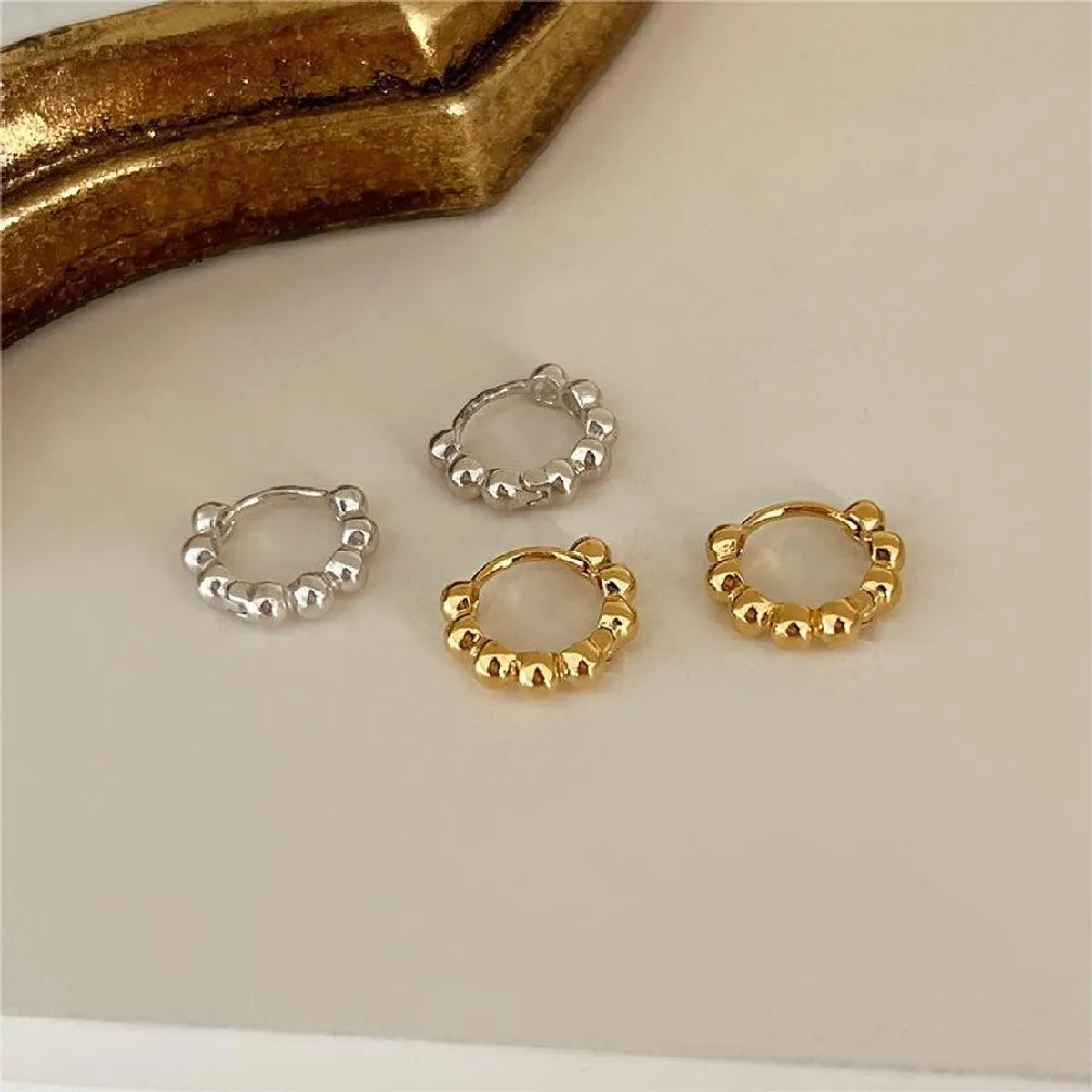 1 Pair Simple Style Solid Color Sterling Silver Plating Gold Plated Earrings