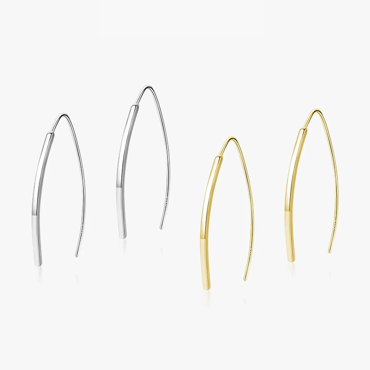 1 Pair Simple Style Solid Color Sterling Silver Plating Three-dimensional 14k Gold Plated Rhodium Plated Earrings