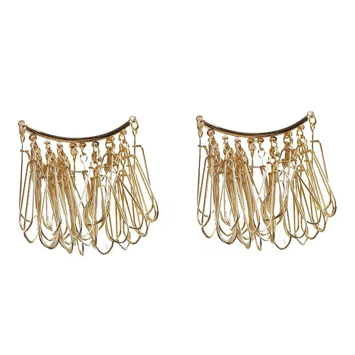 1 Pair Simple Style Solid Color Tassel Plating Copper Gold Plated Drop Earrings