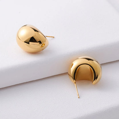 1 Pair Simple Style Solid Color Plating Titanium Steel Gold Plated Ear Studs