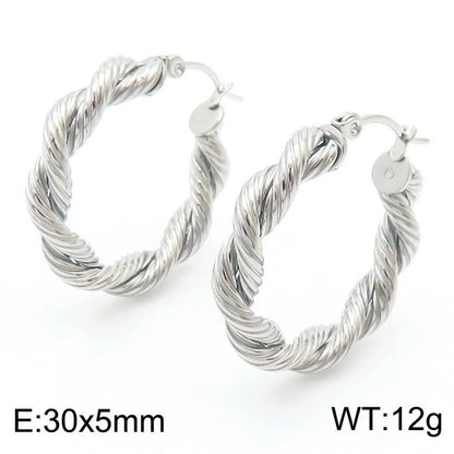 1 Pair Simple Style Solid Color Twist Irregular 304 Stainless Steel 18K Gold Plated Earrings