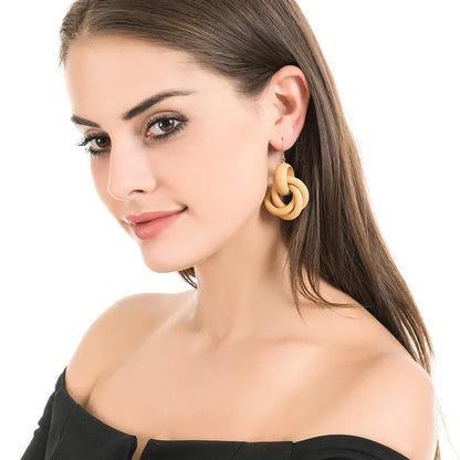 1 Pair Simple Style Solid Color Wood Women'S Earrings