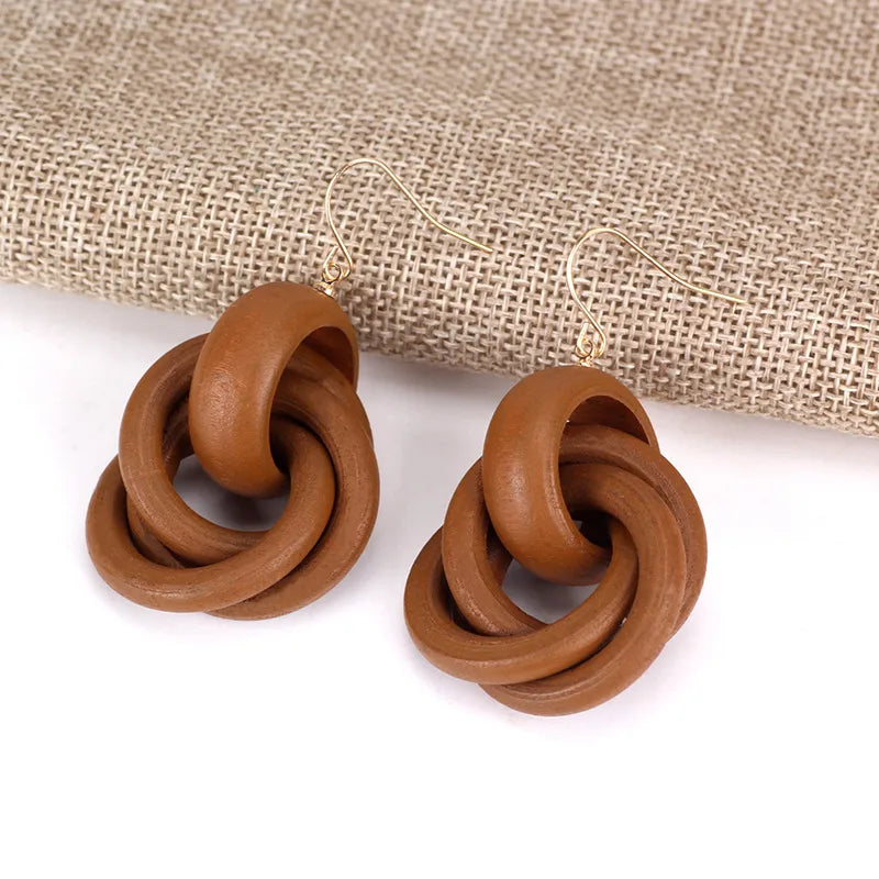 1 Pair Simple Style Solid Color Wood Women'S Earrings