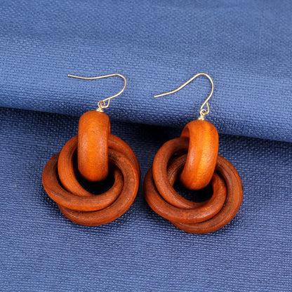 1 Pair Simple Style Solid Color Wood Women'S Earrings