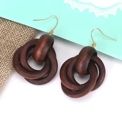 1 Pair Simple Style Solid Color Wood Women'S Earrings