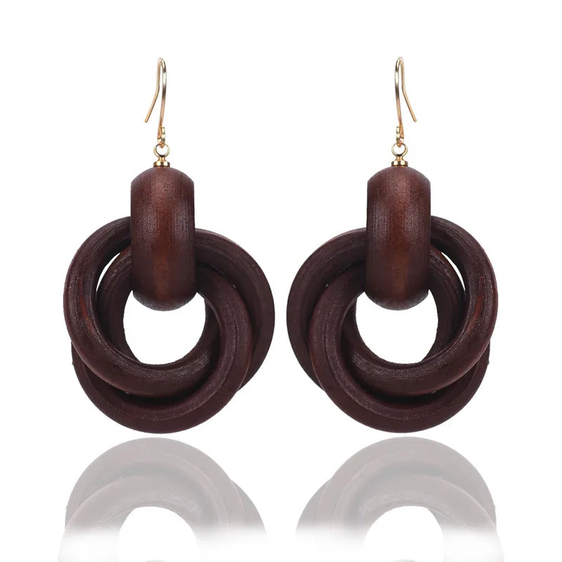 1 Pair Simple Style Solid Color Wood Women'S Earrings