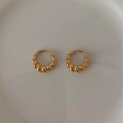 1 Pair Simple Style Spiral Stripe Sterling Silver Plating 18k Gold Plated Earrings