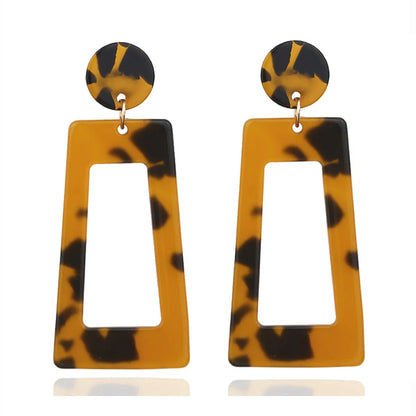 1 Pair Simple Style Square Acetic Acid Sheets Printing Women'S Drop Earrings Earrings