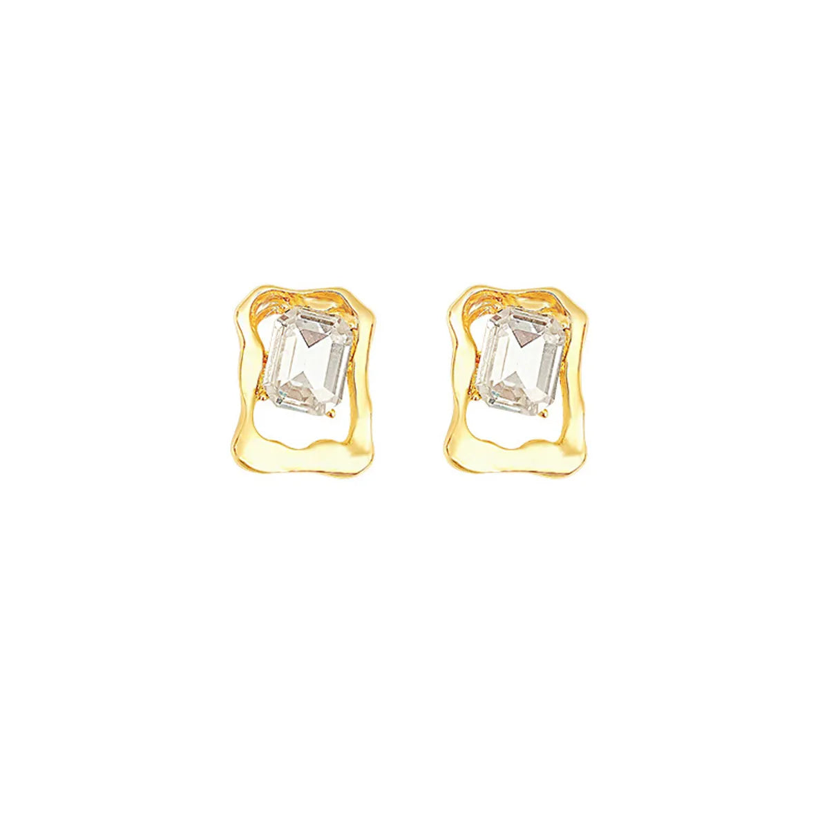 1 Pair Simple Style Square Alloy Inlay Rhinestones Women's Earrings