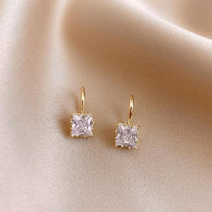 1 Pair Simple Style Square Alloy Plating Zircon Women'S Earrings