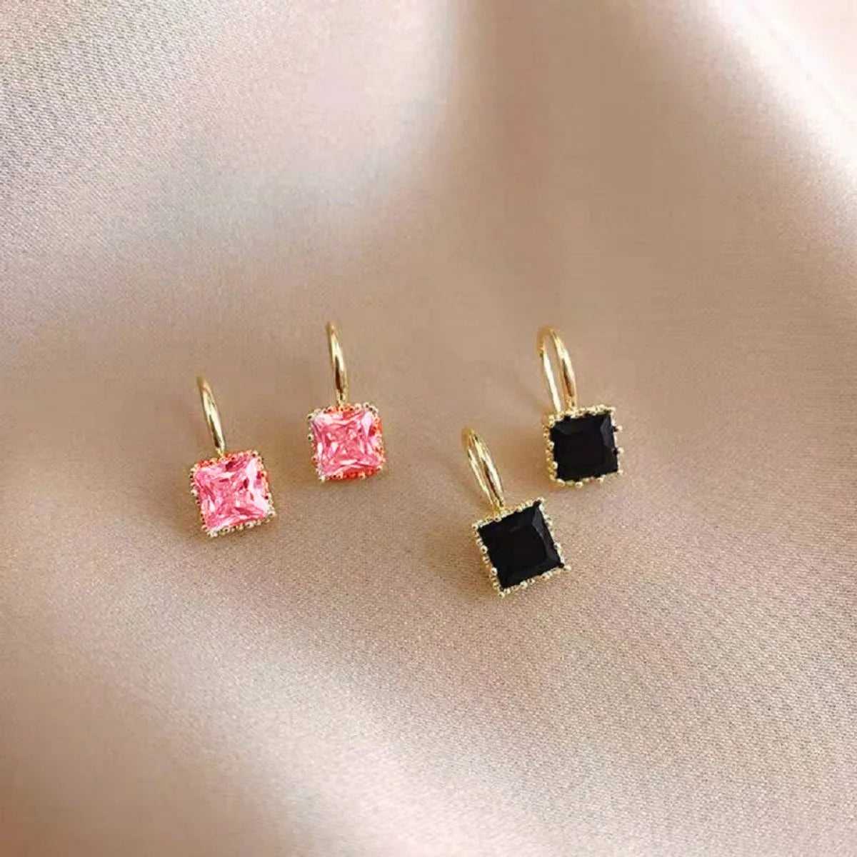 1 Pair Simple Style Square Alloy Plating Zircon Women'S Earrings