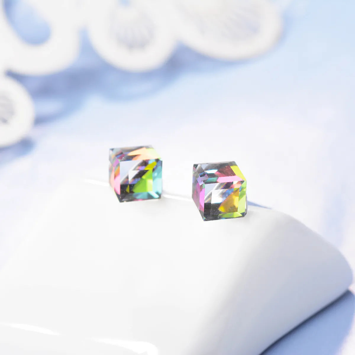 1 Pair Simple Style Square Artificial Crystal Ear Studs