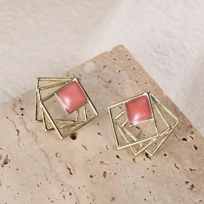 1 Pair Simple Style Square Enamel Plating Alloy Ear Studs