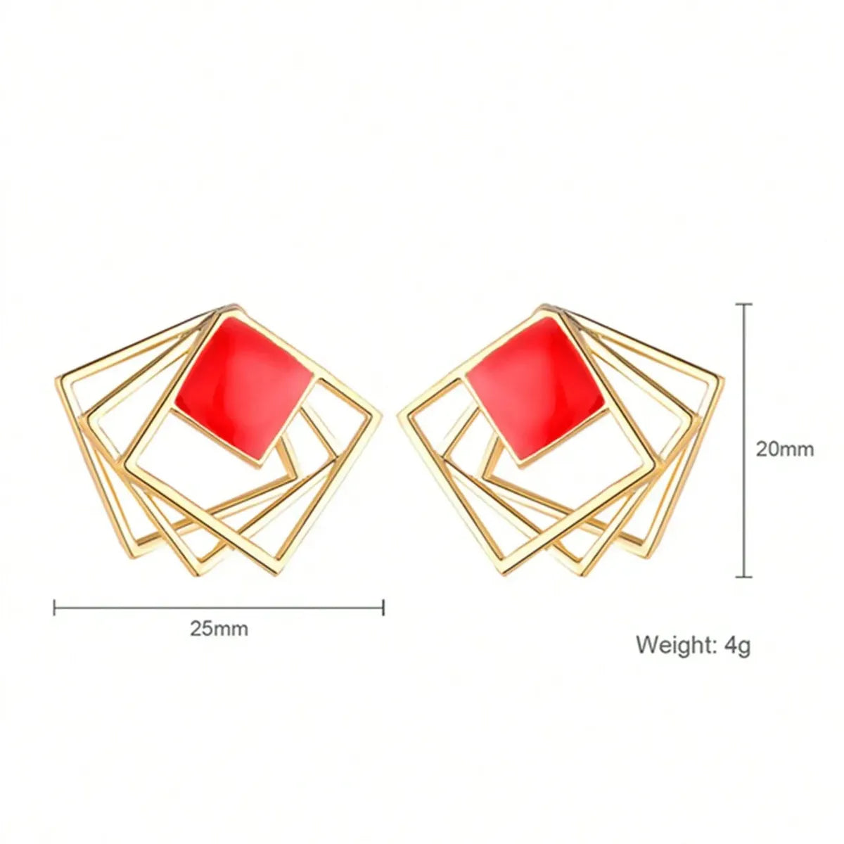 1 Pair Simple Style Square Enamel Plating Alloy Ear Studs