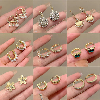 1 Pair Simple Style Square Flower Alloy Inlay Rhinestones Pearl Women'S Drop Earrings Earrings Ear Studs