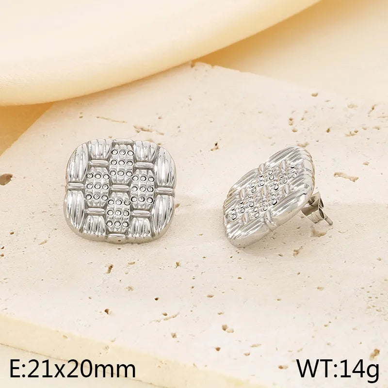 1 Pair Simple Style Square Inlay 304 Stainless Steel Rhinestones 18K Gold Plated Ear Studs