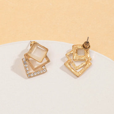 1 Pair Simple Style Square Inlay Alloy Gold Plated Ear Studs