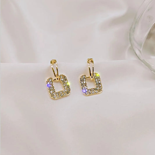 1 Pair Simple Style Square Inlay Alloy Zircon Drop Earrings