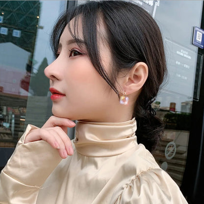 1 Pair Simple Style Square Inlay Alloy Zircon Drop Earrings