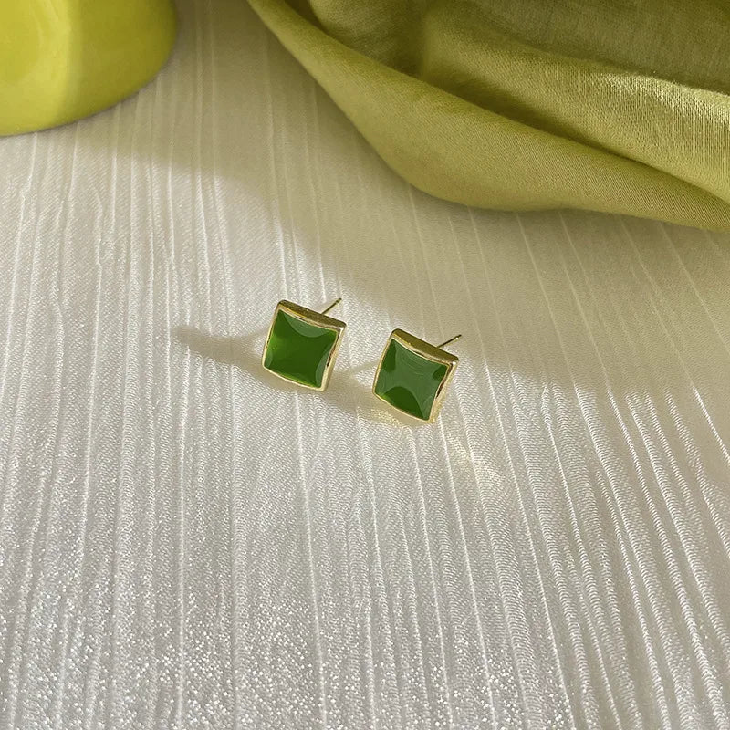 1 Pair Simple Style Square Inlay Alloy Zircon Ear Studs