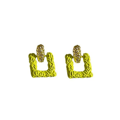 1 Pair Simple Style Square Inlay Alloy Zircon Ear Studs