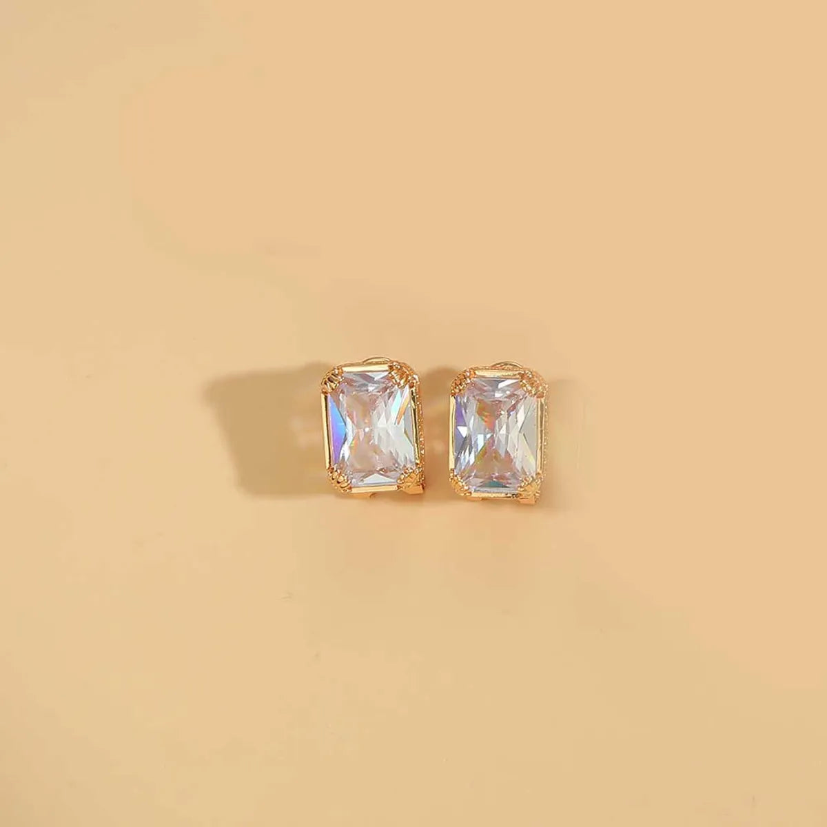 1 Pair Simple Style Square Inlay Copper Zircon 14K Gold Plated Earrings