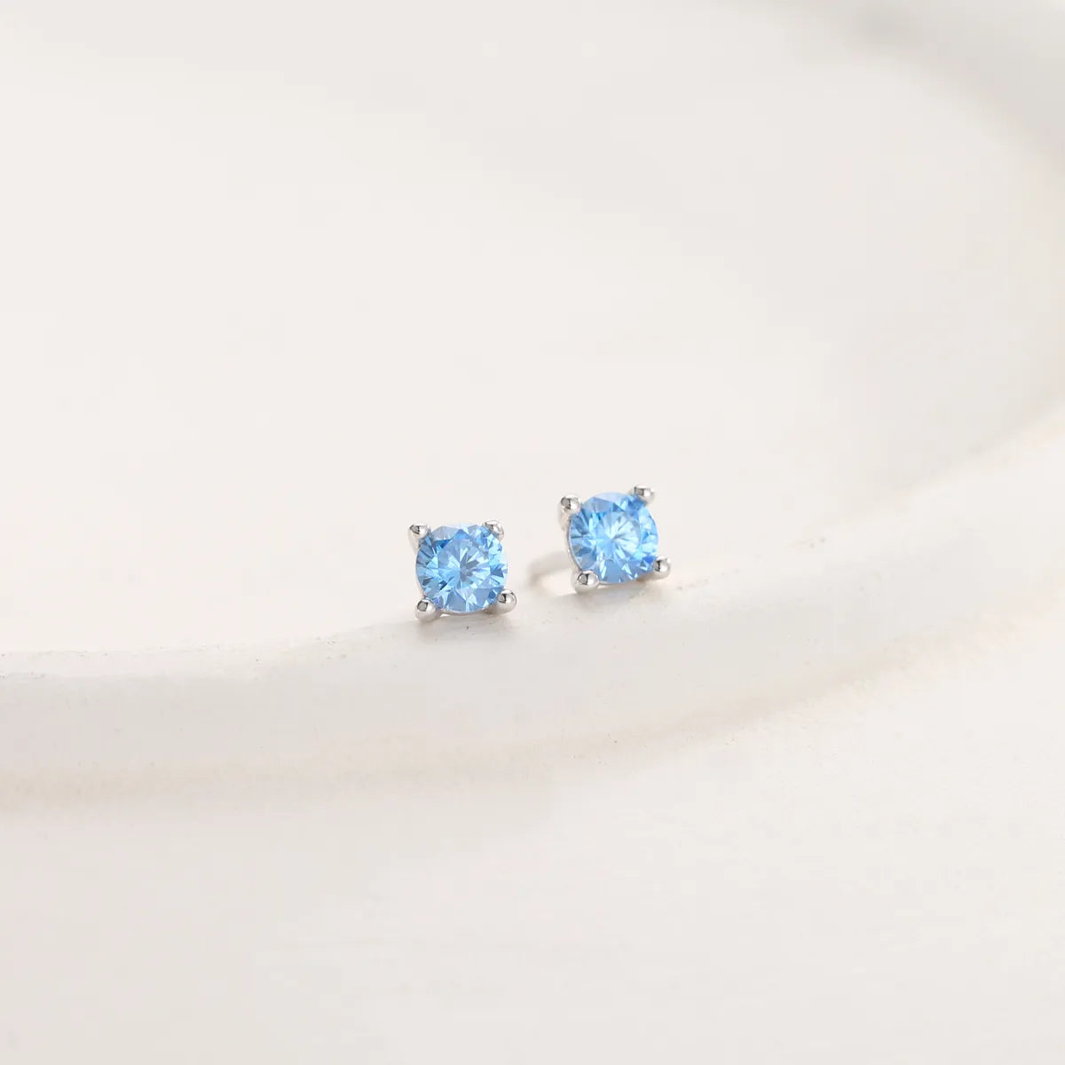 1 Pair Simple Style Square Inlay Sterling Silver Artificial Gemstones Ear Studs