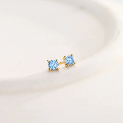 1 Pair Simple Style Square Inlay Sterling Silver Artificial Gemstones Ear Studs