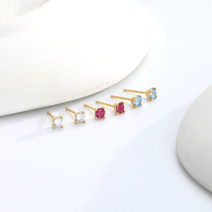 1 Pair Simple Style Square Inlay Sterling Silver Artificial Gemstones Ear Studs