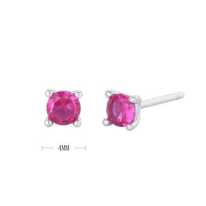 1 Pair Simple Style Square Inlay Sterling Silver Artificial Gemstones Ear Studs