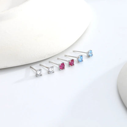 1 Pair Simple Style Square Inlay Sterling Silver Artificial Gemstones Ear Studs