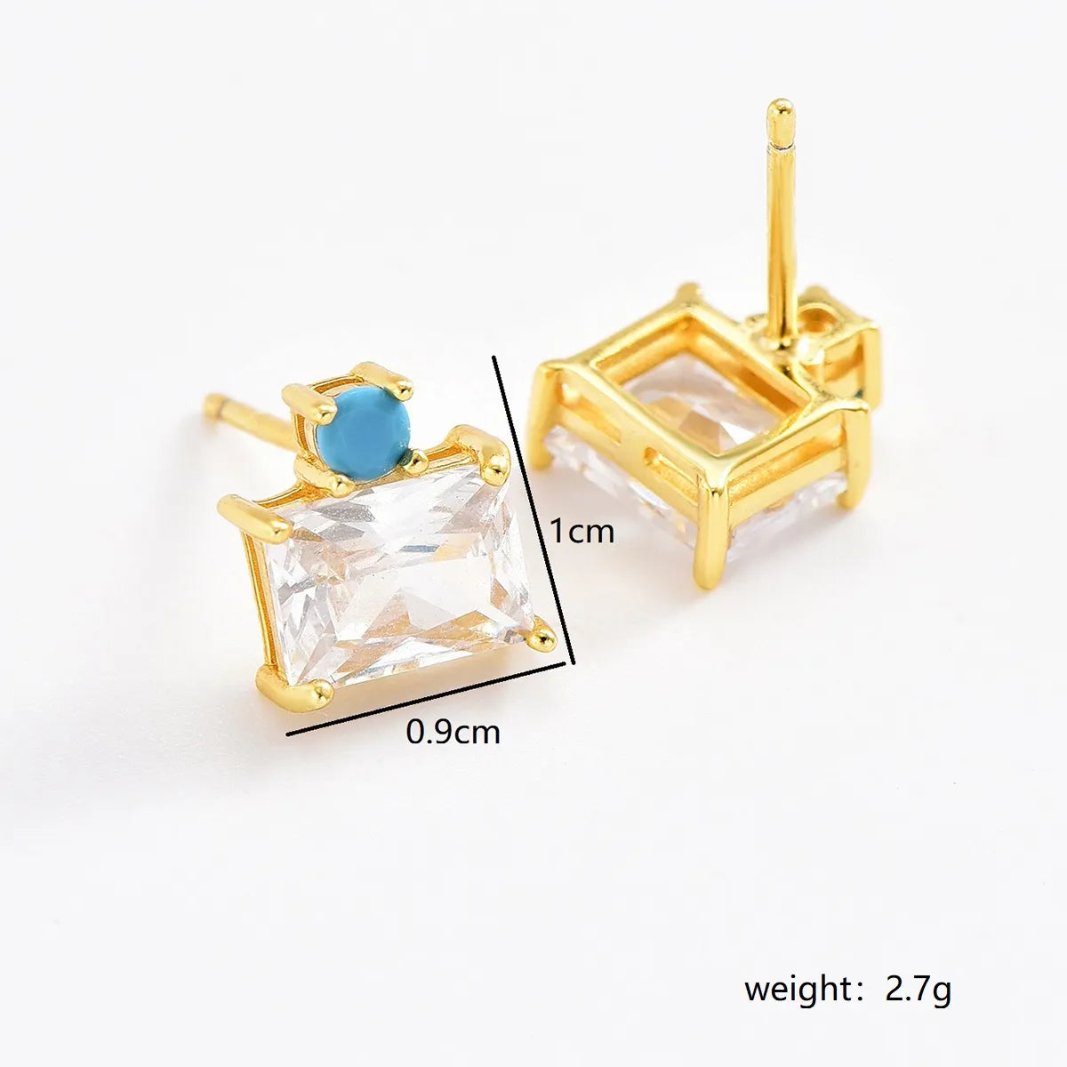 1 Pair Simple Style Square Inlay Sterling Silver Zircon Ear Studs