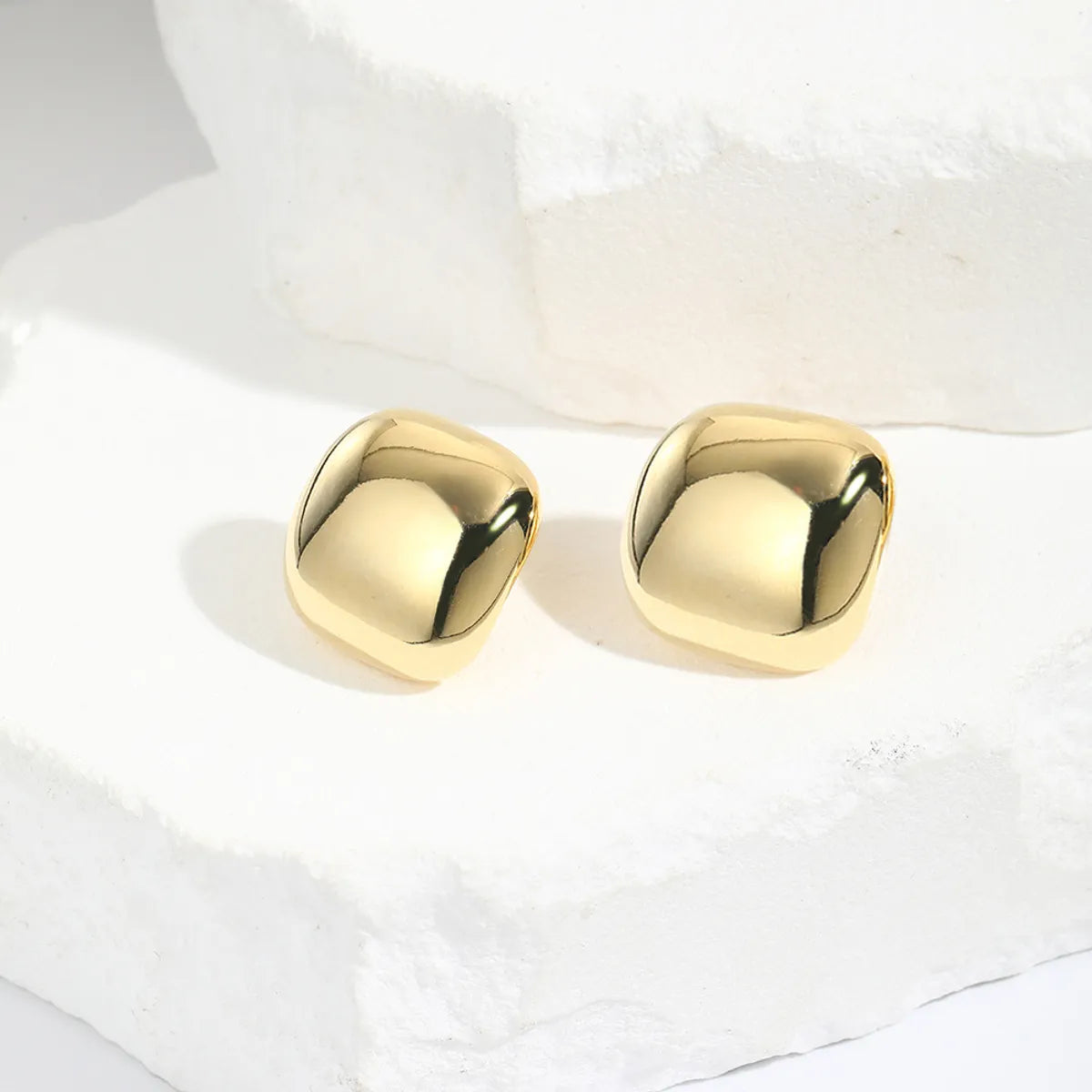 1 Pair Simple Style Square Plating Brass Ear Studs