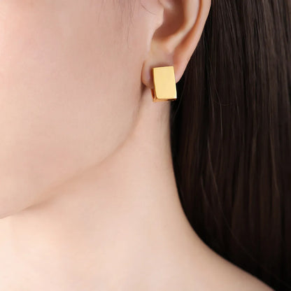 1 Pair Simple Style Square Plating Hollow Out Titanium Steel 18k Gold Plated Earrings