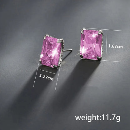 1 Pair Xuping Simple Style Square Plating Inlay Alloy Zircon White Gold Plated Ear Studs