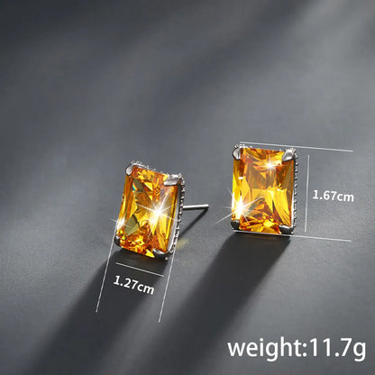 1 Pair Xuping Simple Style Square Plating Inlay Alloy Zircon White Gold Plated Ear Studs